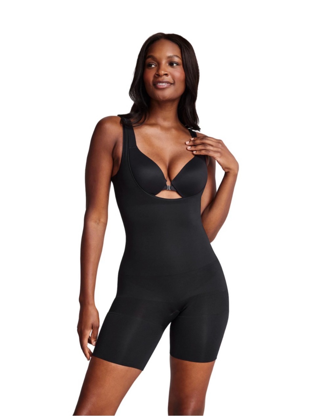 Red Hot Spanx Black Shapewear Bodysuit - Supportive Slimming Short Small